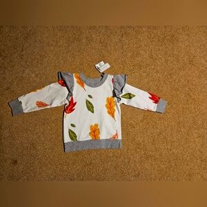 Monica + Andy Apple Sweatshirt 3T Toddler Cotton Leaves Fall Autumn New NWT